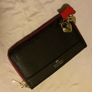 Juicy Couture Black Wallet with Gold and Red Accents - EUC